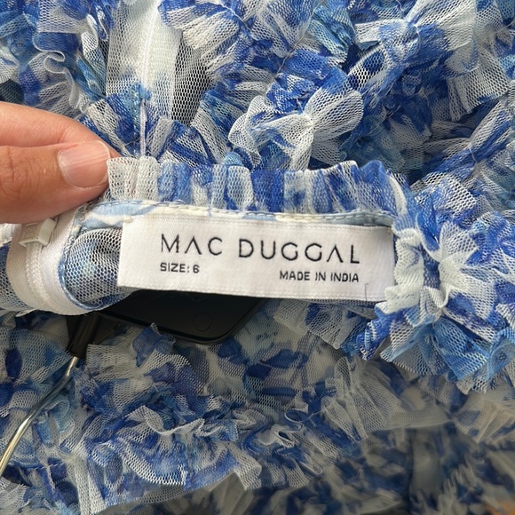 MAC DUGGAL HIGH NECK RUFFLE CAP SLEEVE FLORAL DRESS - Picture 4 of 4